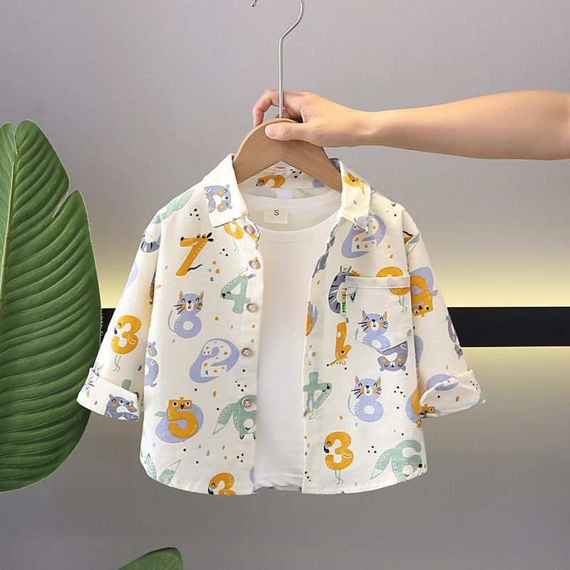 Boys' Spring and Autumn Vertical Striped Shirt, Stylish Korean Version 2026 New Early Spring Shirt, Cool Spring and Autumn Style for Outerwear