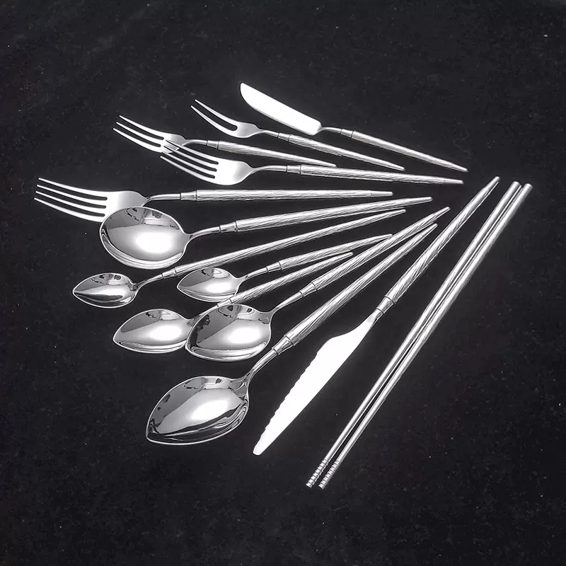 不锈钢刀叉勺餐厅牛排刀叉勺筷子中西餐餐具酒店简意甜品勺叉套装