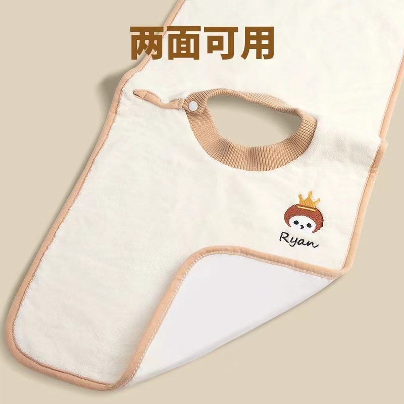 Children's Wash Towel Baby's Embroidered Slip Towel Kindergarten Baby's Face Towel Waterproof Bib Baby Bib