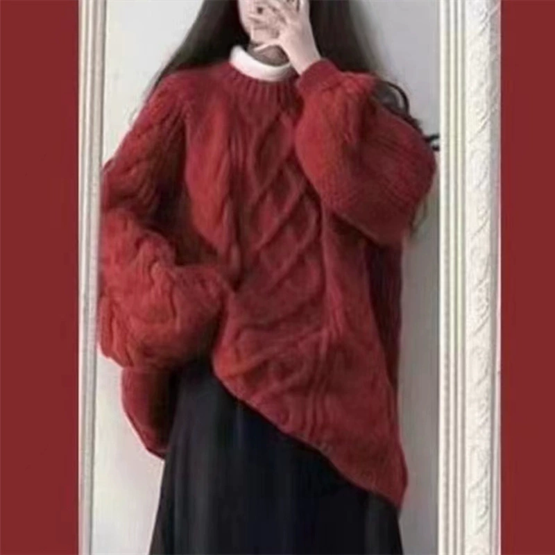 Осенний фиолетовый кокеточный свитер oversize женский, уютный стиль высокого качества