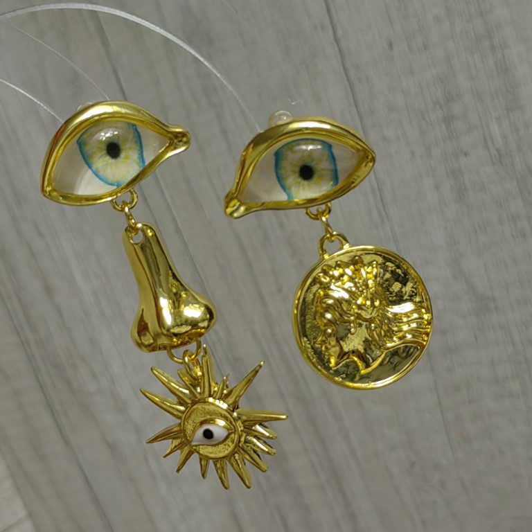 1 Pair Funny Eye Copper Drop Earrings display picture 8