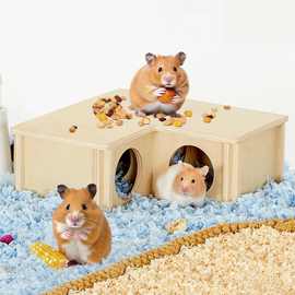 木制拼装居室小宠用品宠物拼接居室躲避屋仓鼠造景用品迷宫玩具