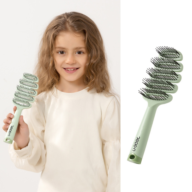 子供用コームダブルビーズヘッド松ぼっくりコームヘアケアコームふわふわマッサージヘッド帯電防止ヘアスムージングポータブル家庭用ヘア|undefined