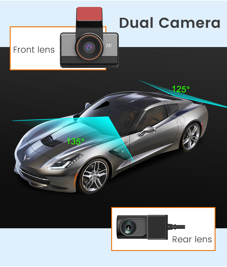 4g Lte Dual-Camera 2K Dash Cam with Wifi and Gps Remote Monitoring, Front and Rear High-Definition Night Vision Dual-Lens Driving Recorder