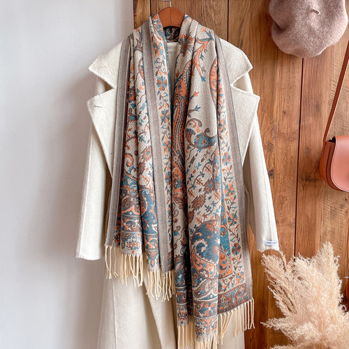 new ethnic style retro tassel shawl with dual-purpose women's travel vacation photo scarf cloak jacket