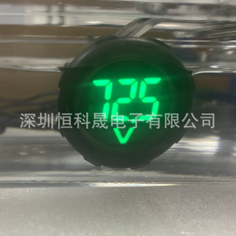 新款防水表头方便安装 圆型磨砂两线DC4V-100V直流数显电压表电动