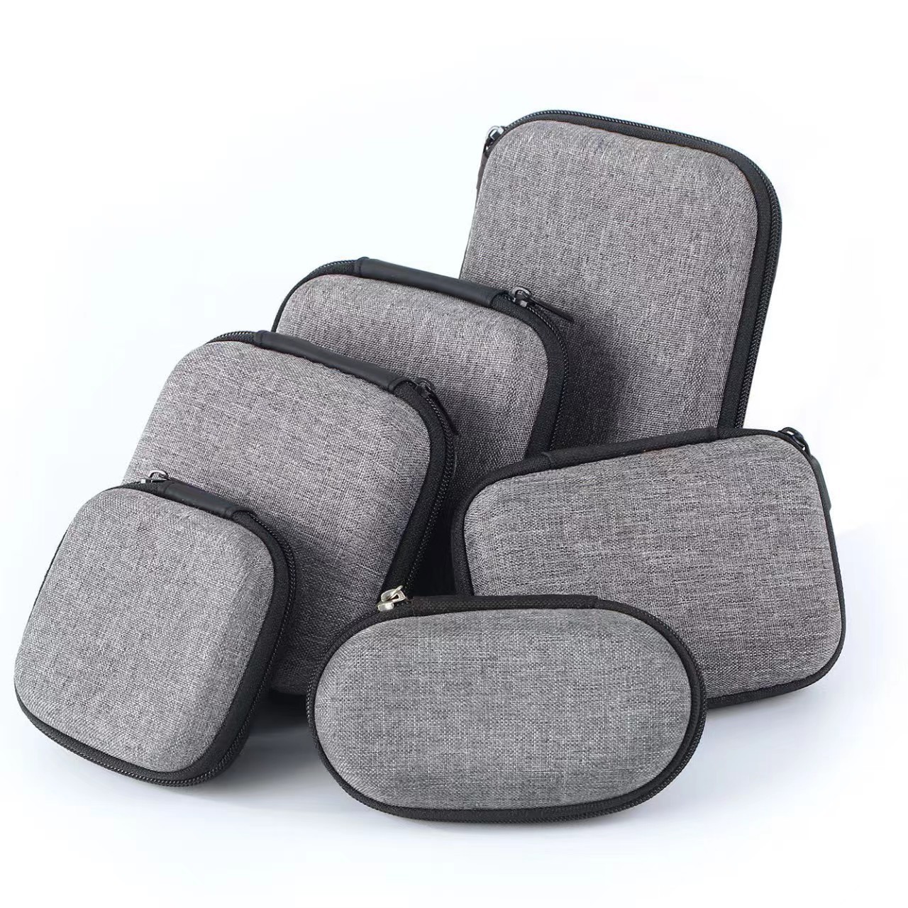 现货数码椭圆收纳包耳机U盘便携数据线收纳盒充电器电源线硬盘包