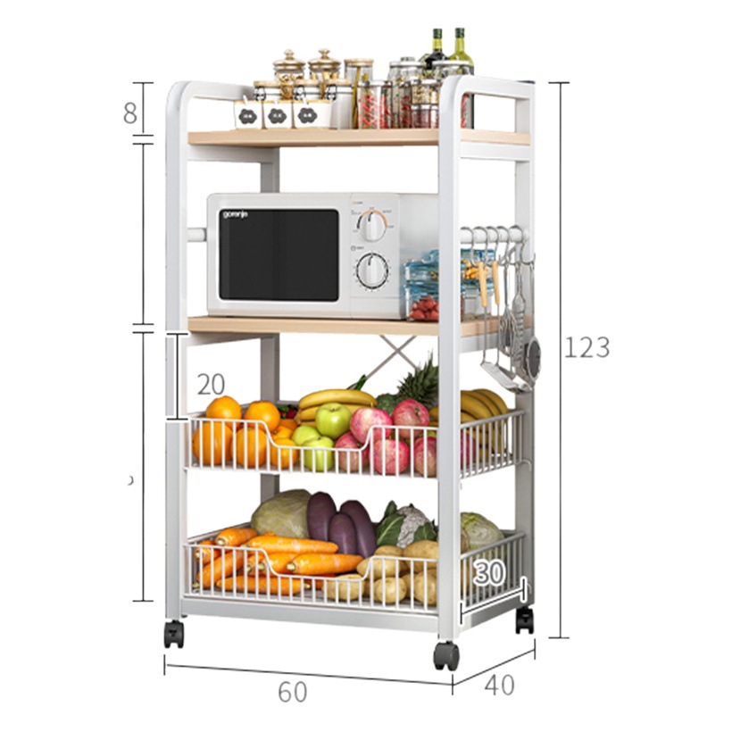 Estante de almacenamiento de cocina piso estante de almacenamiento de olla multicapa horno microondas horno multifunción cesta de verduras estante de almacenamiento de verduras
