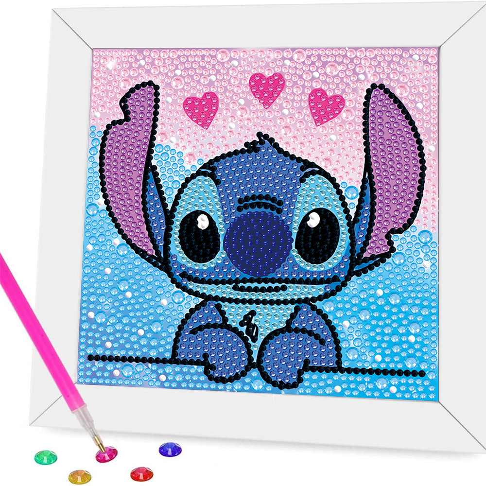 Pintura de diamantes enmarcada hecha a mano, superventas transfronteriza, de dibujos animados infantiles de la princesa Elsa, linda pintura de pegatinas de diamantes DIY