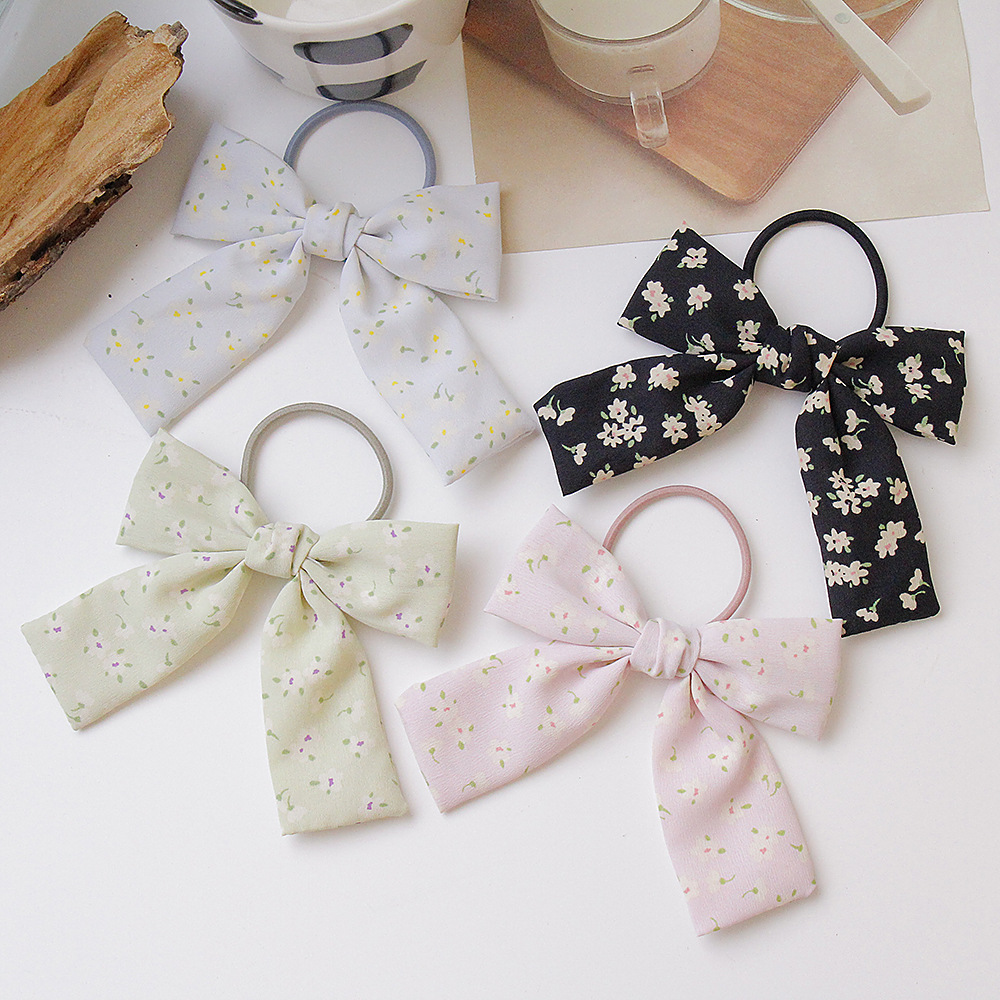 春夏新款清新碎花蝴蝶结皮筋日系发圈气质少女头绳发饰皮圈扎马尾|ms