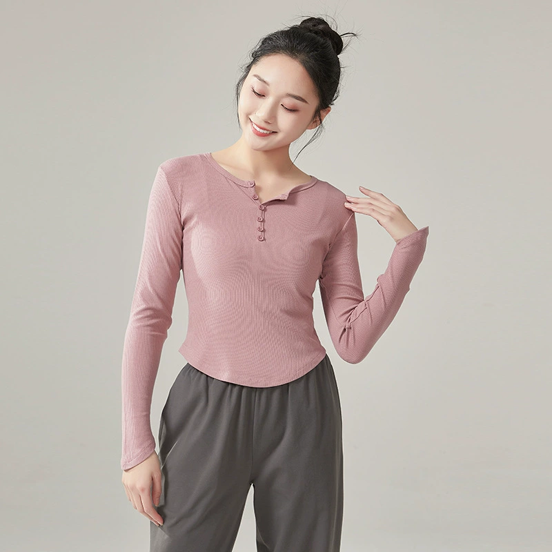 Костюм для современных танцев, приталенный танцевальный костюм с V-образным вырезом, осенне-зимний приталенный облегающий костюм, танцевальный топ с длинными рукавами