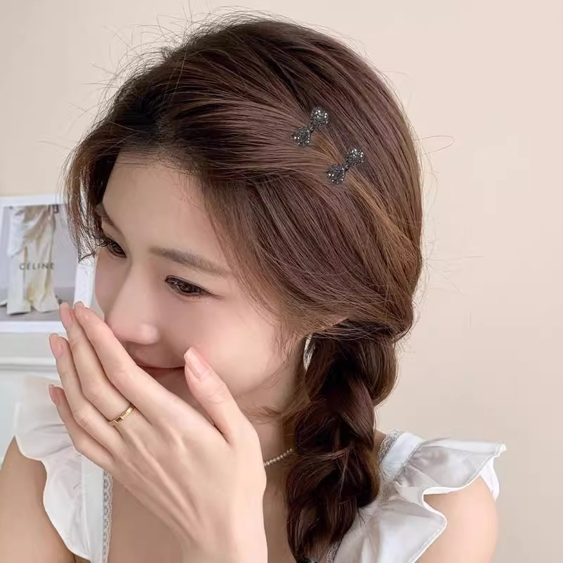 小巧精致蝴蝶结发夹女2025新款高端前额侧边刘海夹发卡一字夹头饰|undefined