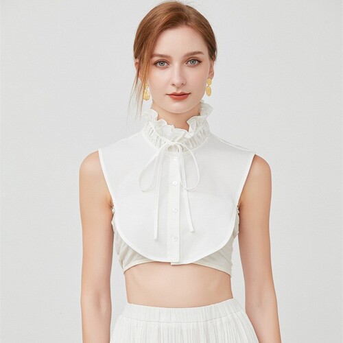 Lotte Cotton Collar for Kids and Adults, Lotus Edge Tie Band Collar, Lace Decorated Collar