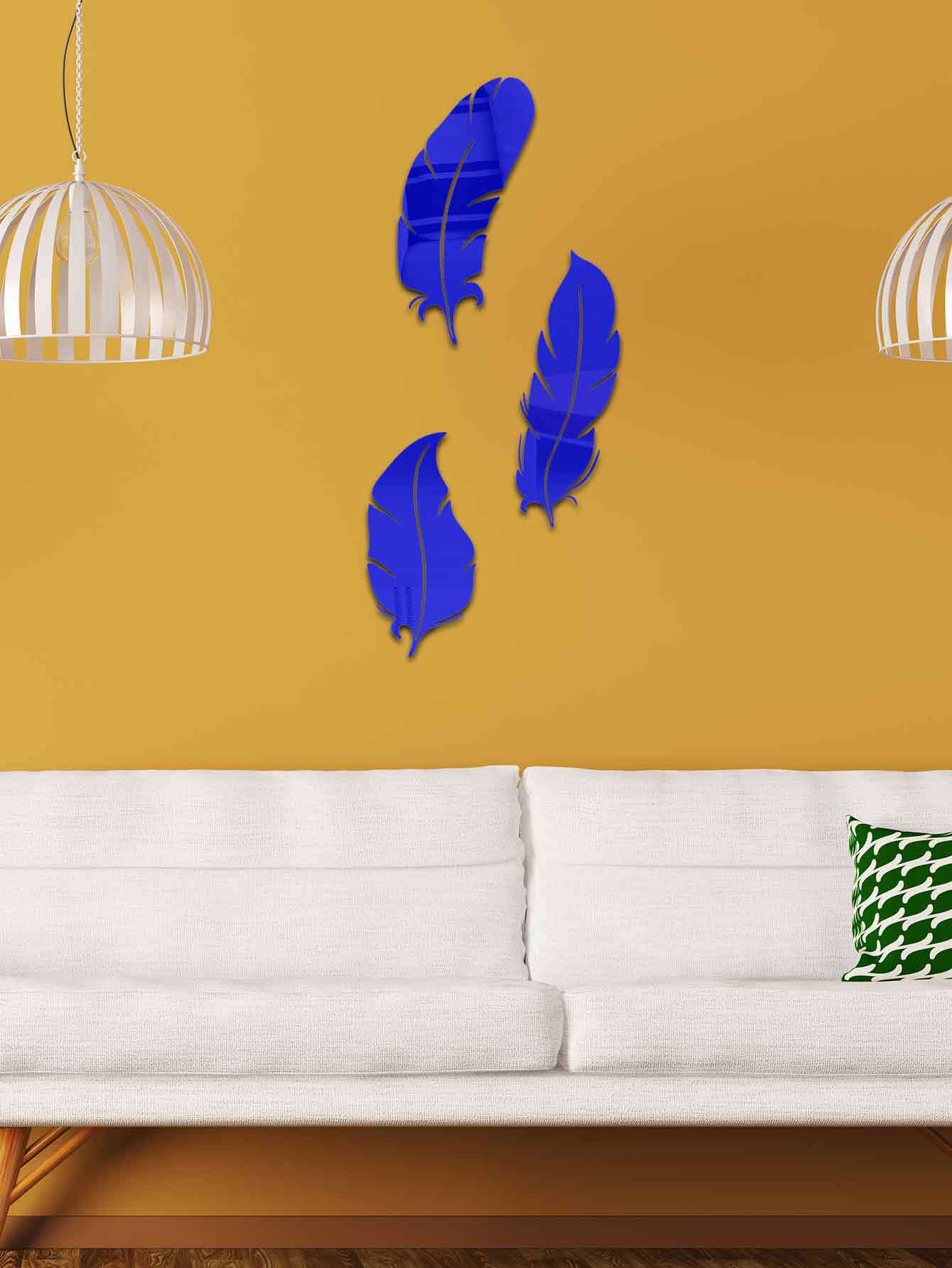 3d Nordic Style Acrylic Feather Mirror Wall Sticker For Home Decor_voghion.com