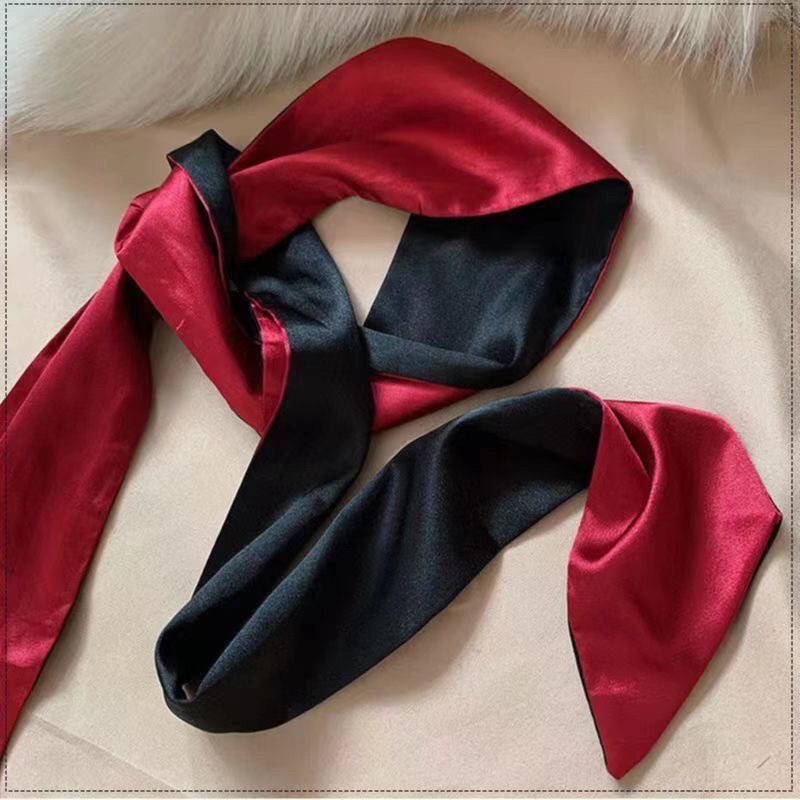 Red Satin Lace Blindfold with Ribbon Ties, Breathable Eye Mask for Couples — detail image 4