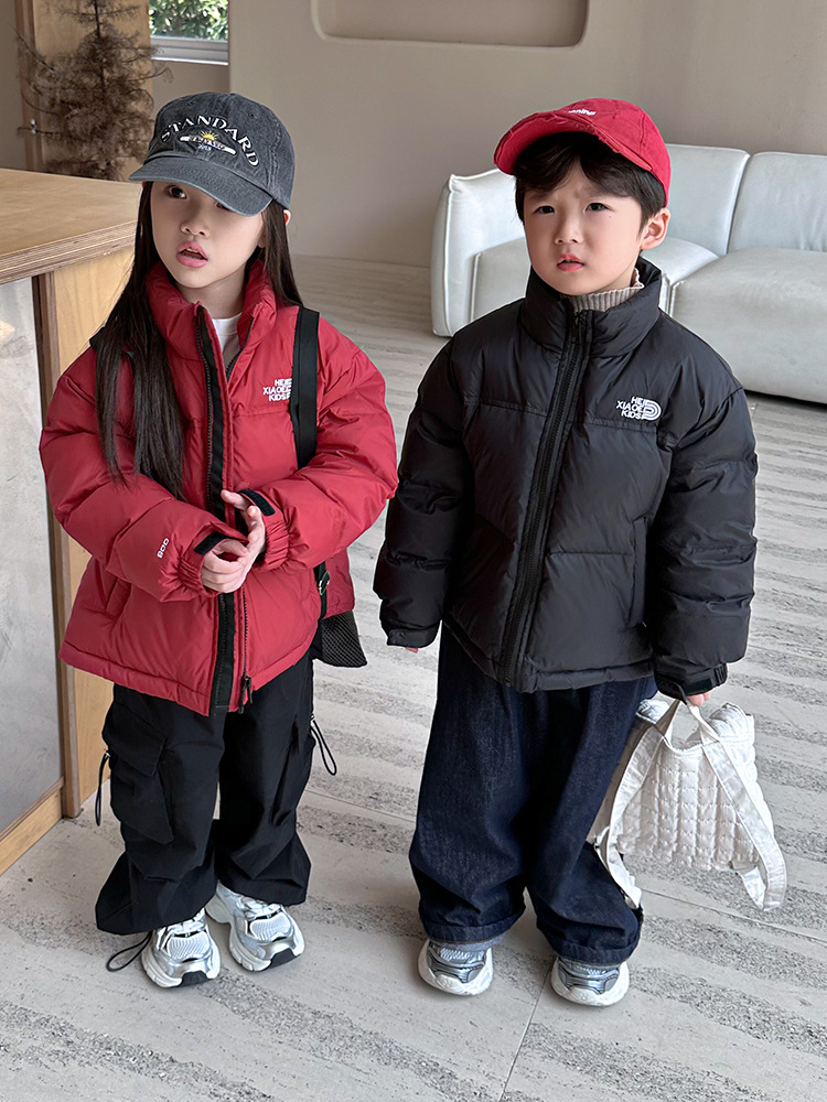 Children's short demi-season velvet down jacket for boys