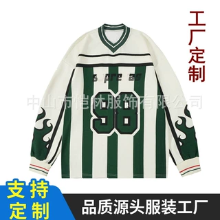 国潮美式橄榄球服长袖t恤定制男秋季潮牌3d数码印花球衣运动上衣