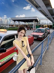 鱼兔子的兔子小香风黄色连衣裙女2025夏季新款高端精致气质短裙子