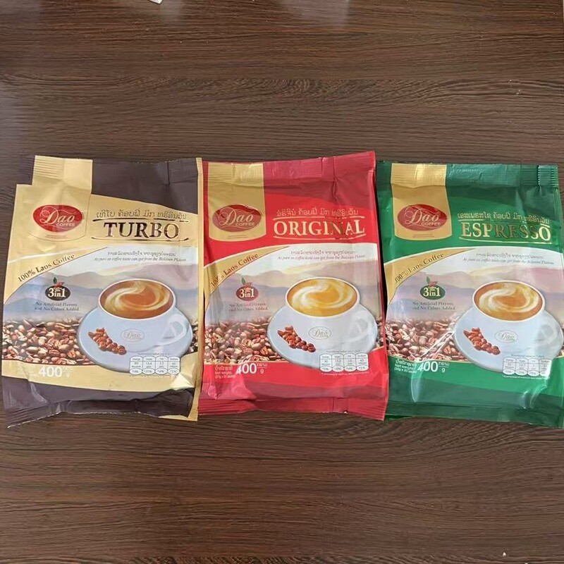 General Trade Original Laos Dao Brand Coffee in Red, Yellow, Green, Blue, and Purple Colors Laos Coffee