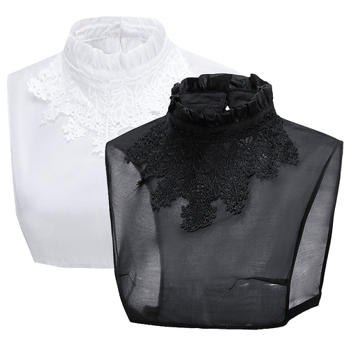 Beautiful white stand-up collar ladies floral decorative shirt fake collar for women