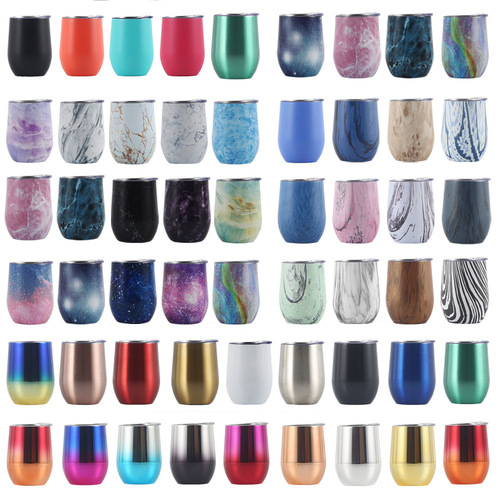 Origin Factory Cross-border Exclusive Eggs Cup with 304 Stainless Steel Insulated Cup U-shaped Red Wine 12oz Straw Eggshell Cup