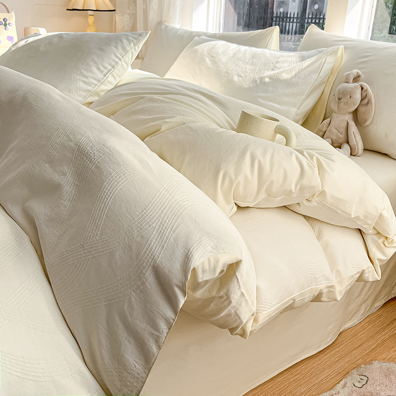 Cama de hilo de tres capas de algodón de cuatro piezas de algodón puro de alta calidad 2025 nueva ropa de cama de tres piezas