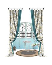 美式田园仿棉麻植物花卉印花防晒半遮光卧室客厅阳台成品窗帘布料