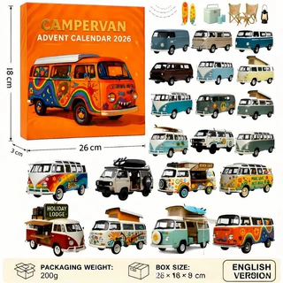 Campervan 降临日历 24 天倒计时嬉皮风露营复古房车模型收藏摆件