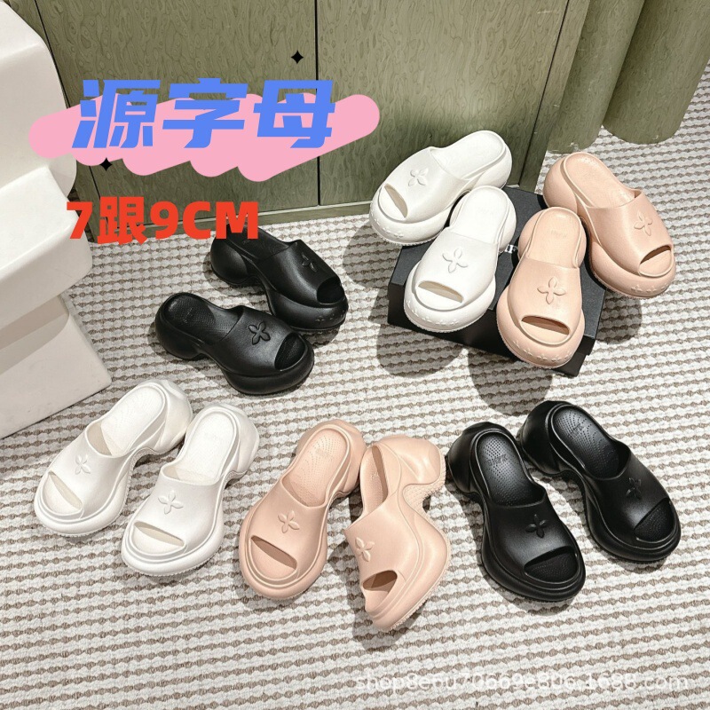 2026 Summer New Model Smfk Thick-Soled Slippers for Women, Black Cross-Pattern High-Heeled Platform Sandals 2026 Summer New Model Smfk Thick-Soled Slippers for Women, Black Cross-Pattern High-Heeled Platform Sandals