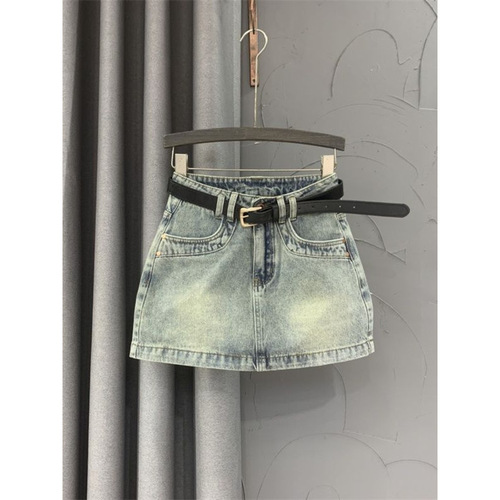 American Retro Hot Petite High-Waist Denim Short Skirt Women's Summer New Slimming Word Buttock Skirt Short Skirt