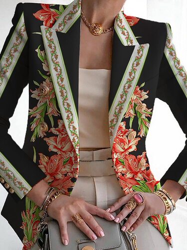 Foreign Trade Cross-Border  Autumn eBay Amazon European and American Women's Fashion Print Evening Gowns Tailored Small Coats