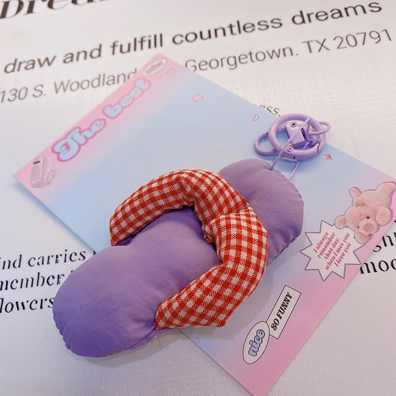 HD843A025 tela de otoño púrpura relleno de algodón muñeca llavero colgante bolso colgante de teléfono móvil