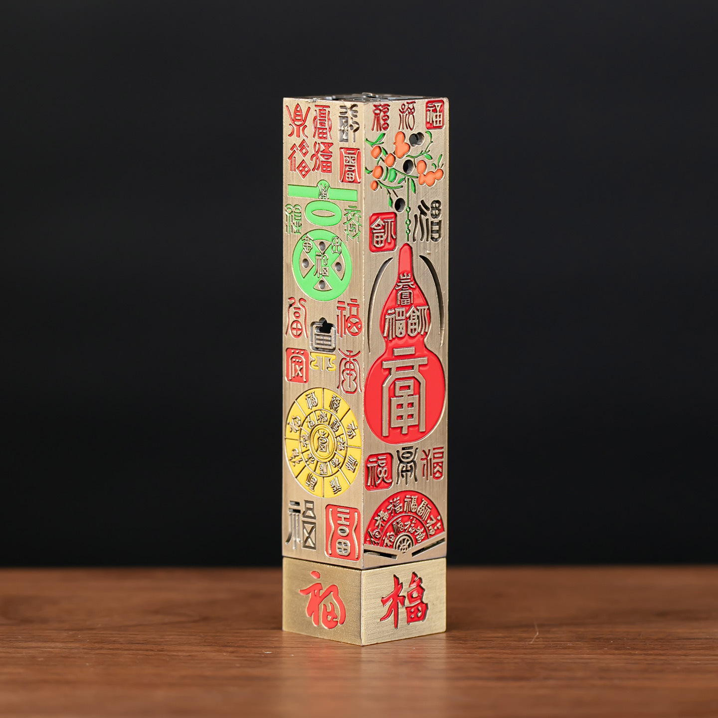 合金四方塔百福香炉书房礼佛熏香器具室内焚香摆件精美雕刻百福纹