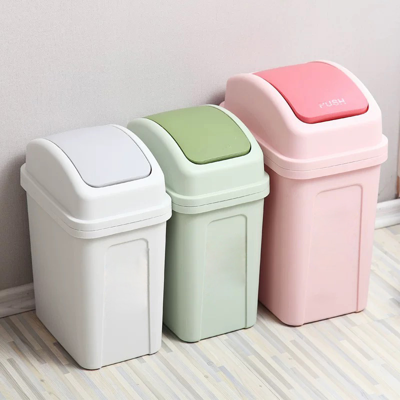 Swing-Lid Trash Can for Home Use in Bathroom, Kitchen, Living Room, Bedroom, with a Sealed Lid Design, Convenient and Space-Saving Wastebasket