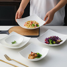 纳纶2024新款个性创意纯白商用盘子菜盘家用不规则陶瓷深盘骨瓷菜