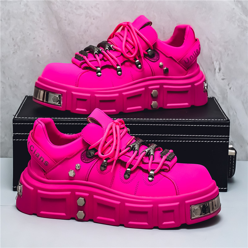 Trendy Pink Men's Shoes 2025 New Thick-Soled Height-Increasing Casual Sneakers Internet Celebrity Fashion Brand Niche Design Personality Dad Shoes