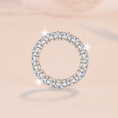 キューバフルダイヤモンド行リング 4 メートルモアッサナイトリング女性のファッション多用途ジュエリー卸売クロスボーダー s925 スターリングシルバーリング