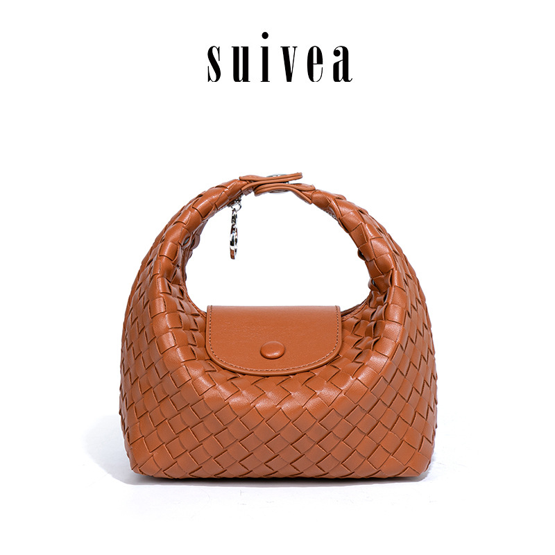 In-stock wholesale Longxiang dumpling bag, hand-woven handbag, stylish and versatile, can be used as a shoulder bag, underarm bag, or crossbody bag