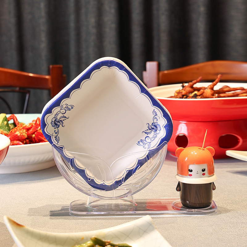 Plato desechable de hueso de 6 pulgadas de mesa de comedor casera, plato de papel de fiesta al por mayor, espesación desechable de hueso