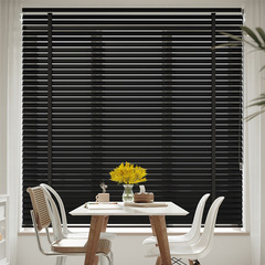 PK7J黑色實木百葉窗簾木質百葉簾遮光遮陽電動升降書房客廳餐廳