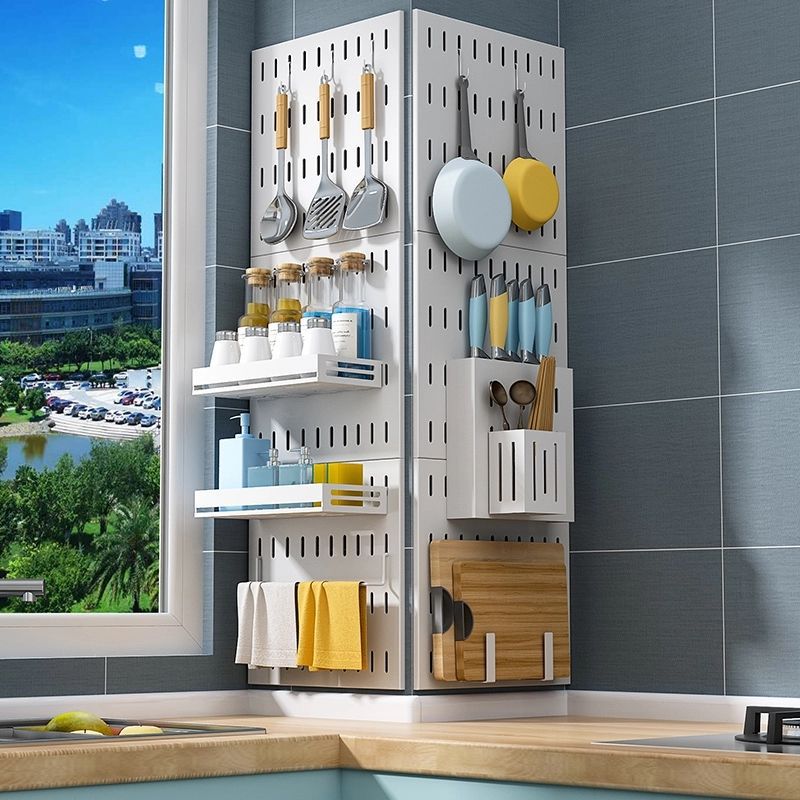 免打孔厨房置物架壁挂式厨房墙上收纳挂壁燃气管道洞洞板万能板