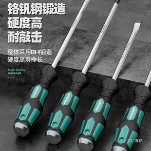 Green Forest Master Straight-Through Screwdriver Set with Impact-Resistant Thickened Phillips Head, Extended Flat Head, and Torx Bits