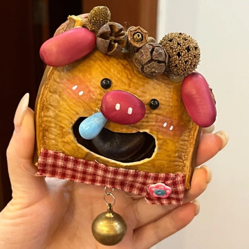 DIY Handmade Yunnan Rattan Soybean Pod Doll Pendant Car Decoration Materials Self-Made Finished Product Cultural Creative Pendant for Stall Display