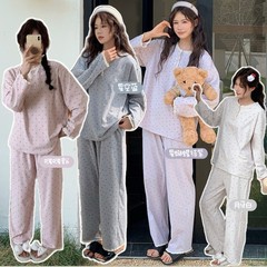 颜畔半糖蕾丝套装睡衣女秋冬新款磨毛暖绒恒温保暖软糯甜美家居服
