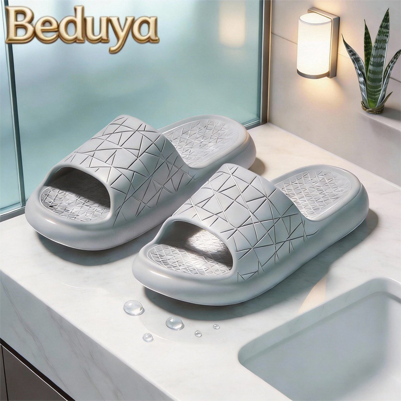 软面拖鞋 防滑底浴室洗澡轻便百搭拼色厚底耐磨凉 拖鞋家居室内冬