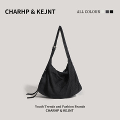 CHARHP & KEJNT怠惰なストライプデザイン放浪バッグ2025大容量トートシンプルなシングルショルダーバッグ