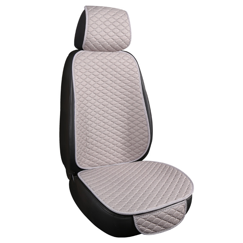 Small Rhombus Flax – Xiao Ling Seat cushion, seat cover - small-rhombus-linen-elegant-gray-single-seat-with-cap