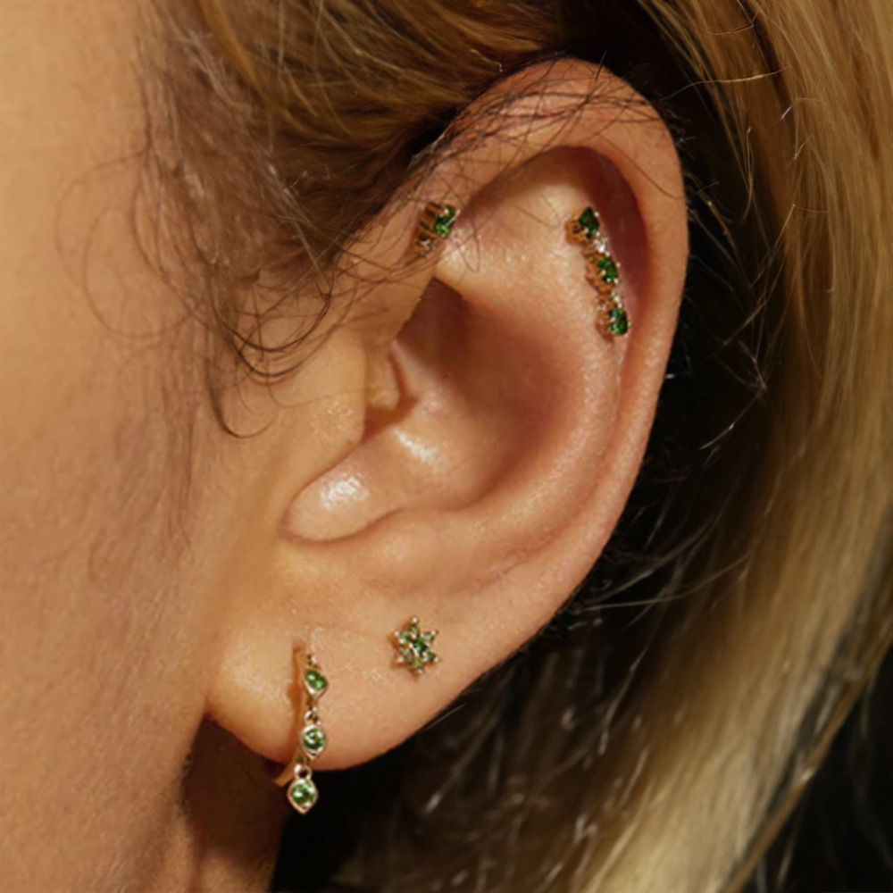 Holiday, Banquet, Daily Occasion 4 Pieces 925 Sterling Silver Zircon Geometric Earrings Ear Studs