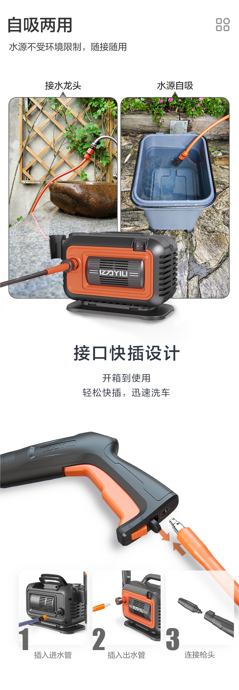 Yili 4280 Car Washing Machine 220V Household High-Pressure Water Gun Cleaning Machine High-Power Powerful Floor Washing Portable Water Pump