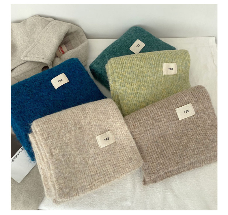 Contenant de la laine ~ Nouvelle écharpe en cachemire imitant un œuf gluant doux de couleur unie pour la chaleur hivernale en tricot de tempérament coréen_voghion.com